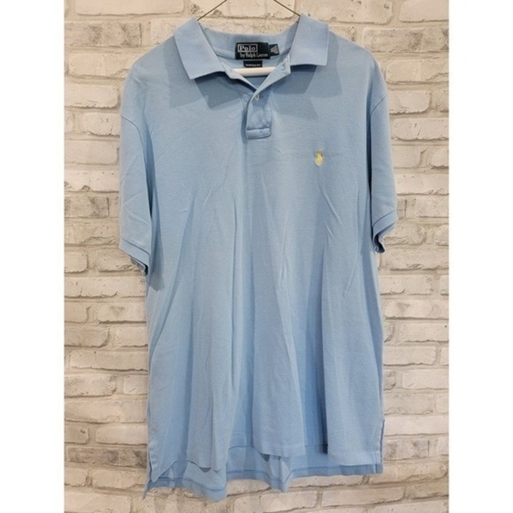 Polo Ralph Lauren Mens Sz XL Light Blue Collared Shirt Yellow Pony